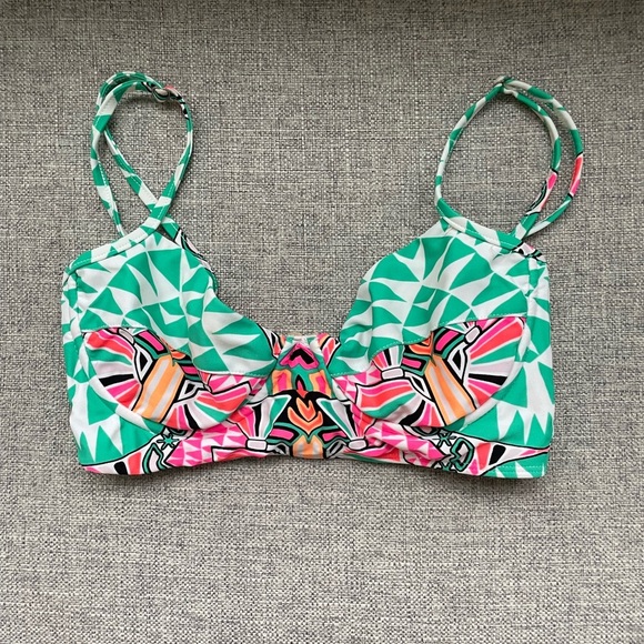 Mara Hoffman Mint and Pink Patterned Bikini top - Picture 4 of 6